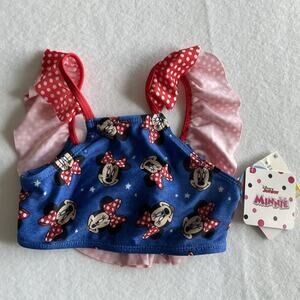 Disney Junior Minnie Mouse Ruffle Sleeve Swim Top Blue XS